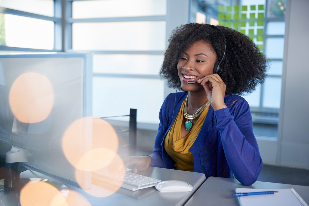 Woman on headset